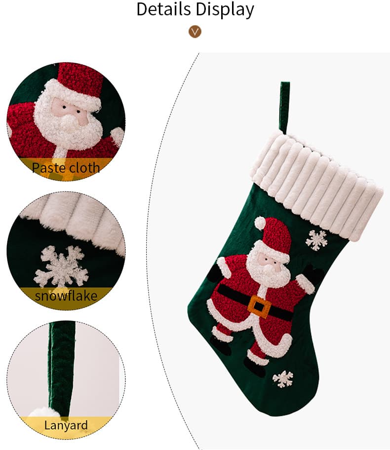 Christmas Decorations Gold Velvet Patch Christmas Stockings
