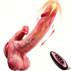 Realistic Thrusting Dildo Licking Vibrator - 5 In 1 Sex Toys Dildos With 9 Vibrating 9 Thrusting Heating & Tongue Licking Modes For G Spot Anal Stimulation, Silicone Anal Dildo For Women And Couple